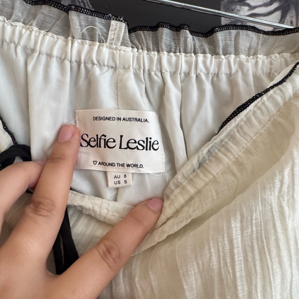 Selfie Leslie Cream Maxi Skirt with Black Accents - Picture 2 of 3